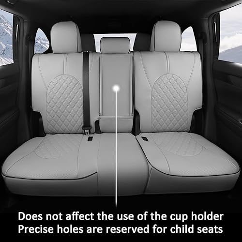 Miniatura 4 de GIANT PANDA Customized Full Set Car Seat Covers Fit for Toyota Highlander L/LE/XLE/Limited/Hybrid 2020 2021 2022 2023 2024 2025 2026 Three-Row Gris