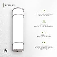 Vista 3 de ASD LED 24" Vanity Flush Mount Light Fixture, Linear Bathroom Lighting Bar 3CCT, Dimmable, ETL Listed 25W 2600LM 3000-5000K 100-277V Long Tube