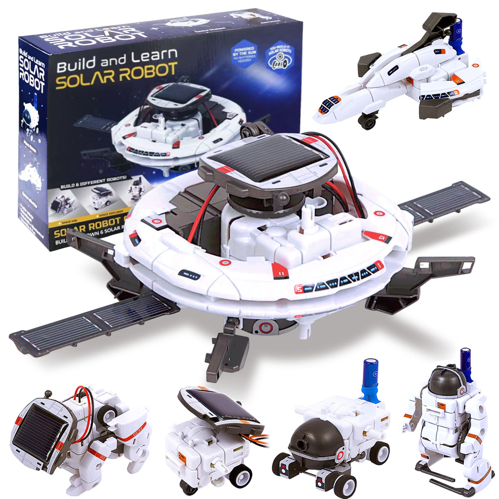 Hechify STEM 6-in-1 Education Solar Robot Toys for Age 8-13, Robotics Set Space Toys for Kids, Building Experiment Science Kits Birthday Gifts for 8 9 10 11 12 Years Old Boys Girls Teens