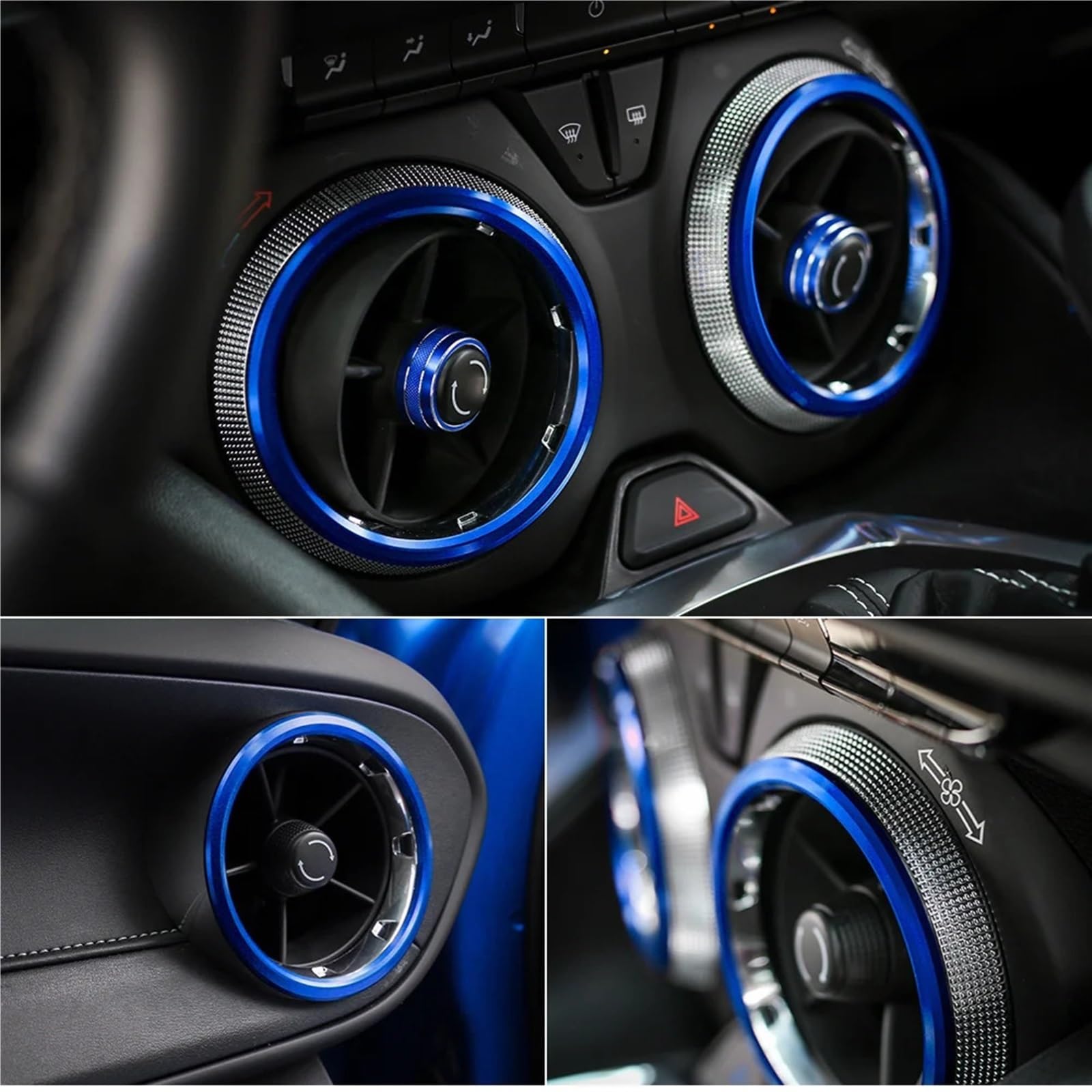 Nawiew klimatyzacji samochodowej pierścień wylotowy pokrywa osłonowa, dla Chevrolet Camaro 2017 2018 2019 2020 2021 2022 akcesoria wewnętrzne Listwa nawiewu samochodowego(Blue)