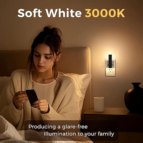 Miniatura 6 de L LOHAS LED Luces nocturnas que se enchufan a la pared, paquete de 2 luces nocturnas con sensor de atardecer a amanecer, luces nocturnas LED