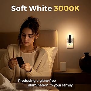 L LOHAS LED Night Lights Plug Into Wall, Night Light with Dusk-to-Dawn Sensor, Dimmable Decorative LED Nightlights, 0-100LM 3000K Adjustable Brightness for Bathroom, Hallway, Bedroom,Stairway