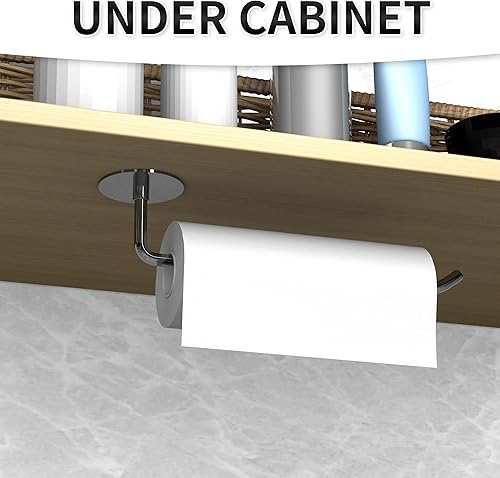 Miniatura 2 de Toallero de papel para debajo del gabinete, soporte para toallas de papel de cocina de montaje en pared con opción autoadhesiva 3M o perforación,