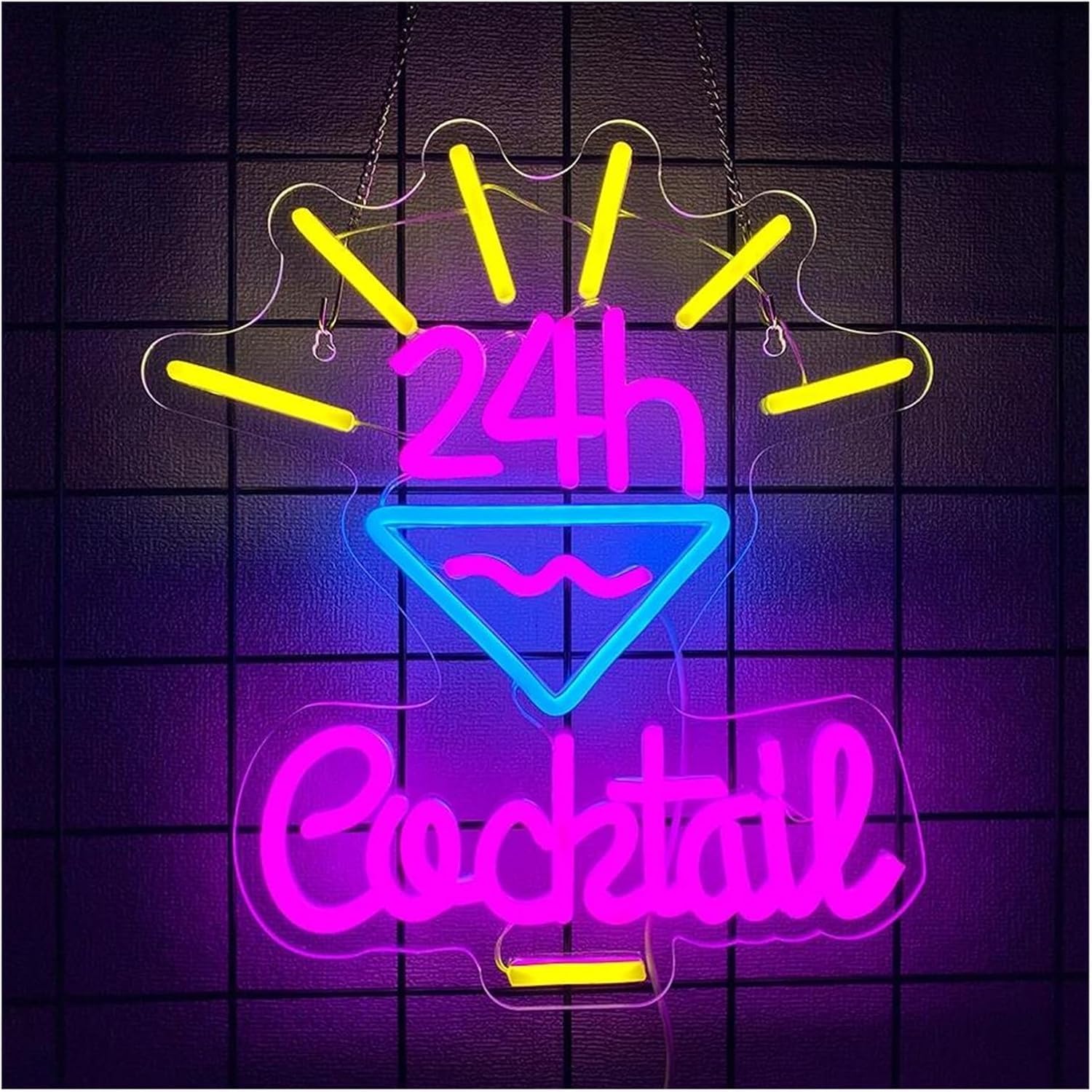 Zynther Neon lamp Neon Sign 24h Cocktail Light LED Variable Powered for Bar Nightclub Caves 31cmx35cm