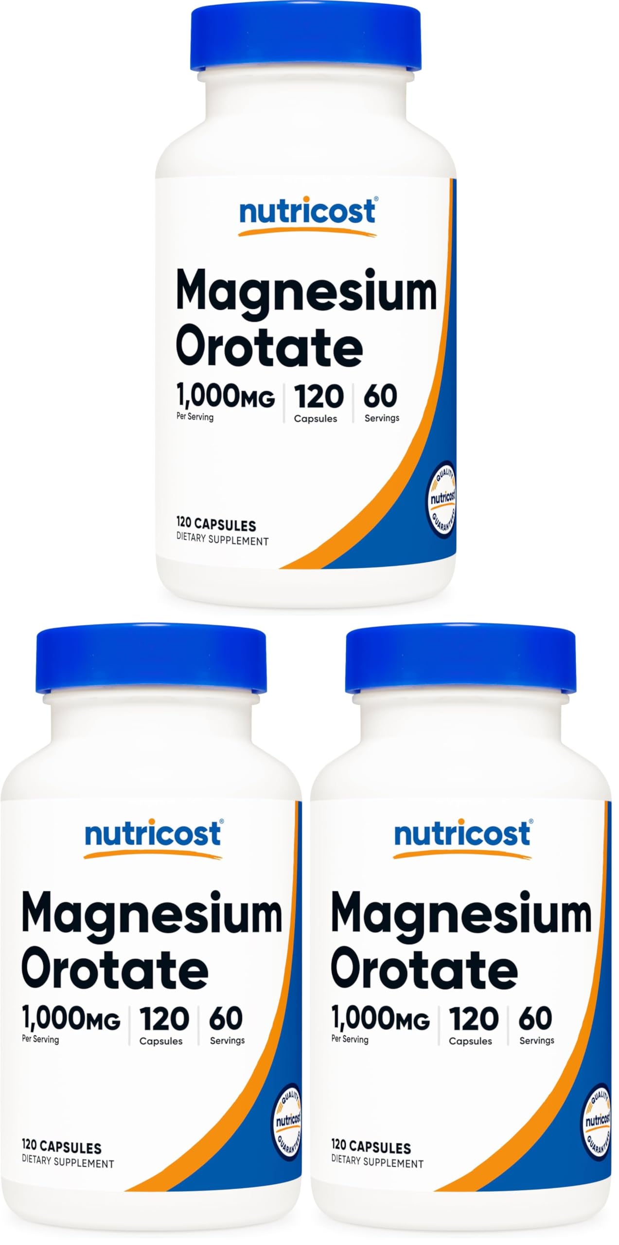 Nutricost Magnesium Orotate Capsules 1000mg, 120 Caps - 60 Servings, 500mg Per Capsule, Non-GMO, Gluten Free (Pack of 3) 120 Count (Pack of 3)