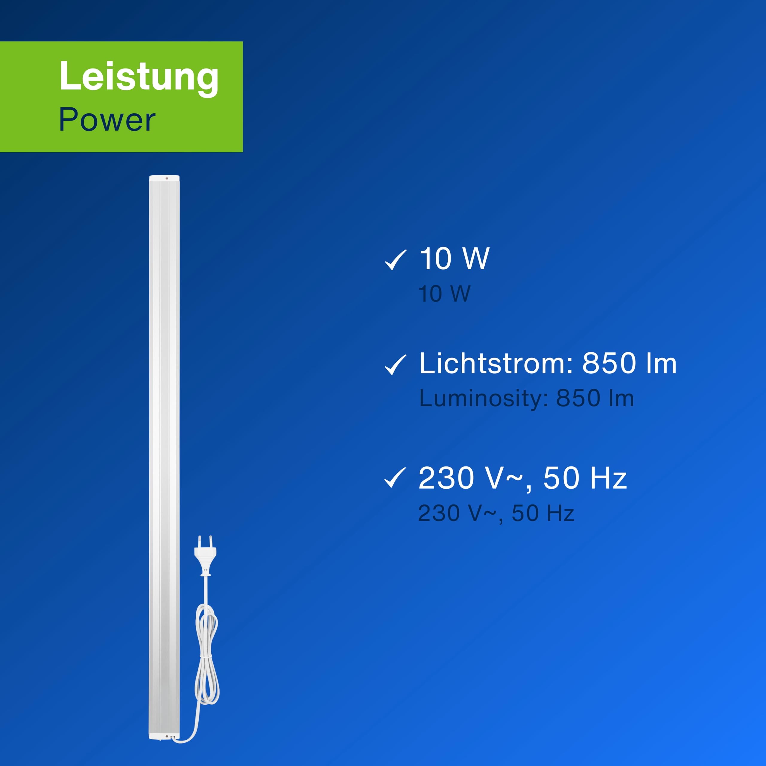REV Lámpara de cocina LED para armario de cocina, 90 cm, 10 W, 850 lúmenes, 3000 K, iluminación de cocina plana con sensor, fácil montaje, color plateado