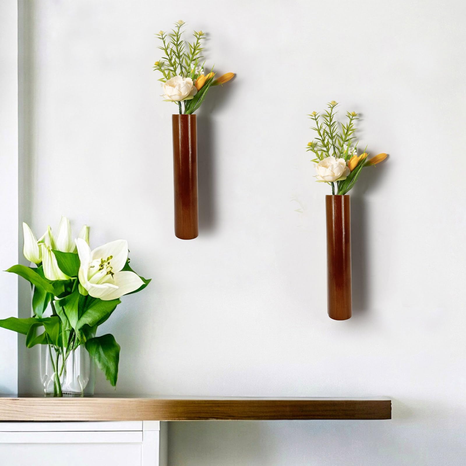 Amazon.com: AIM & GGKK Wood Wall Vase for Flowers Set of 2, Wall