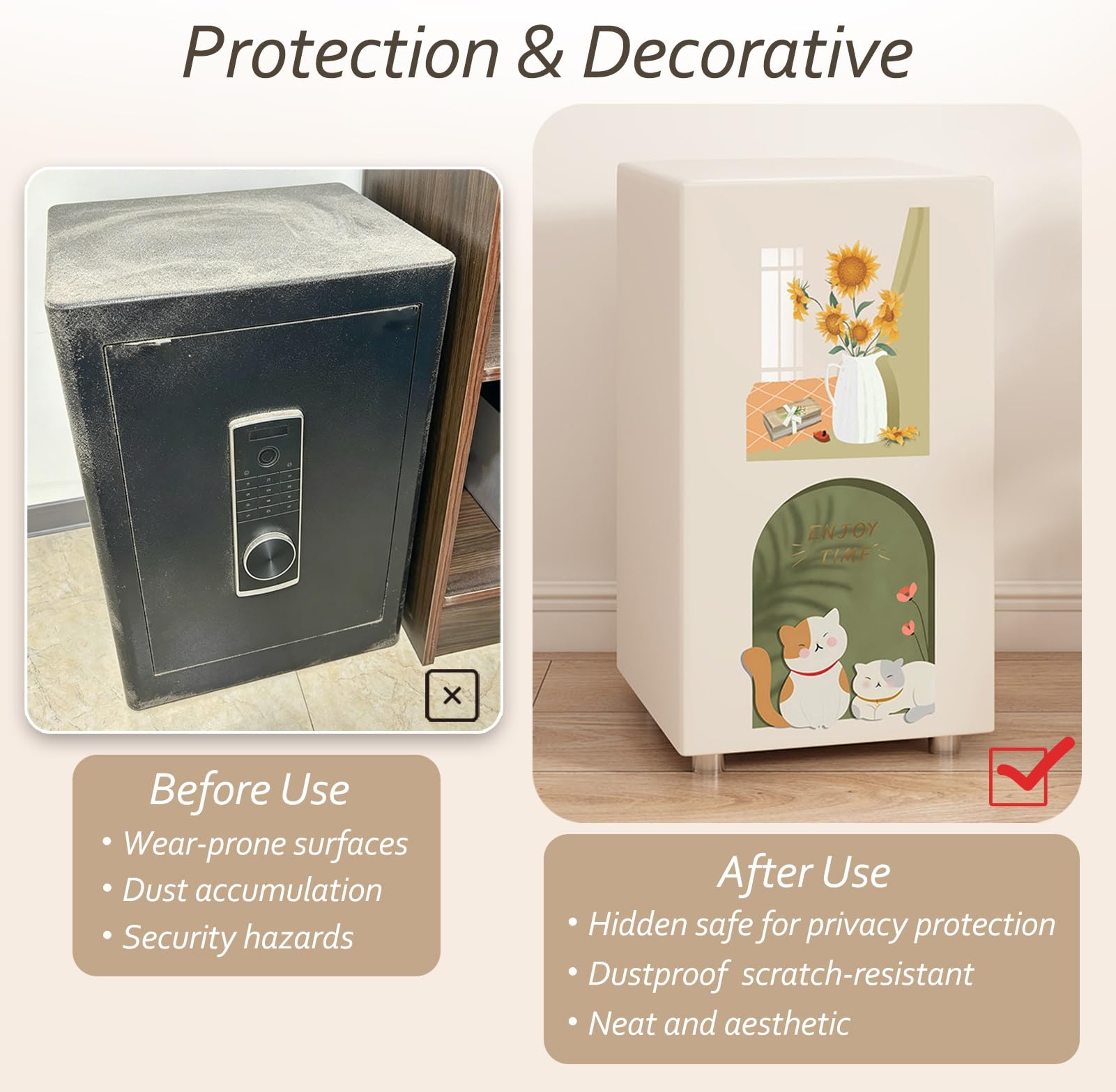 Pokrowiec na Sejf Wysoka, Lekka, Bezpieczna, Pyłoszczelna Osłona Ochronna | Pokrywa Ochronna z Zabezpieczeniem Przed Zarysowaniami i Otwieraniem Od Przodu(W50x40xH100cm/20x16x39in)