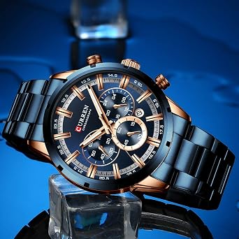 CURREN Men's Watch Sport Quartz Chronograph Watch with Luminous Hands Fashion Stainless Steel Watch Date
