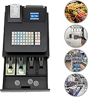 Vista 3 de DYNAMI Caja registradora comercial, caja registradora electrónica de 48 llaves con cajón de efectivo y monedas, pantalla de doble cara, impresión