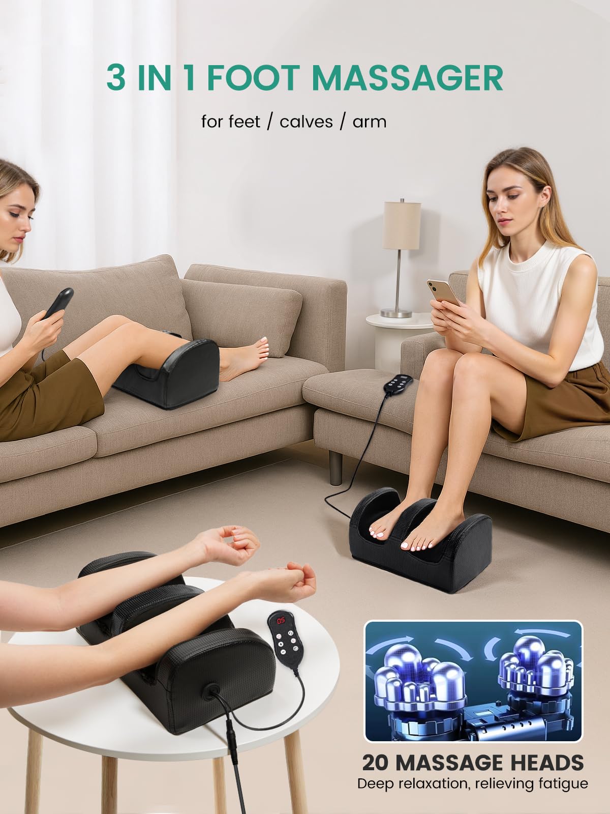 Deciniee Masseurs de pieds Shiatsu pour la douleur et la circulation : stimulateur de circulation pour pieds et jambes - Masseur Électrique de pieds avec chaleur et mollet avec rouleaux de massage