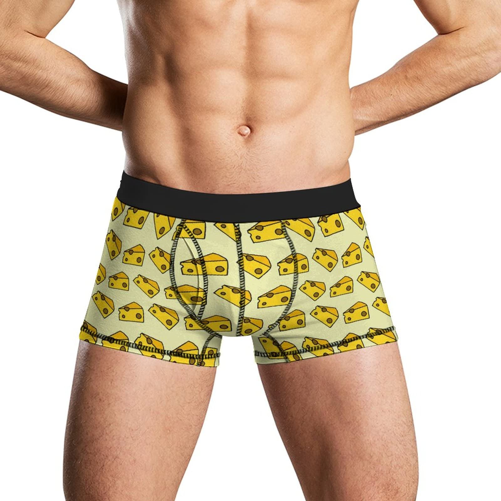 FJQWKLF Cheese Men's Underwear Boxer Briefs Stretch Short Trunk Underpants