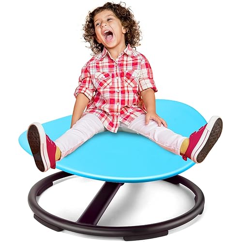 Sensory Spinning Chair for Autistic Kids, Sensory Room Must Haves Sensory Swivel Chair, Sit and Spin Autism Toys for Kids, Training Body Coordination, Metal Base, Non-Slip Design, Blue