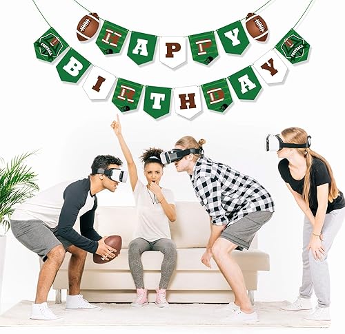 Miniatura 4 de Decoraciones de fiesta de fútbol  Cartel de feliz cumpleaños de fútbol, banderas de cuerda, letrero de banderines temáticos deportivos, suministros