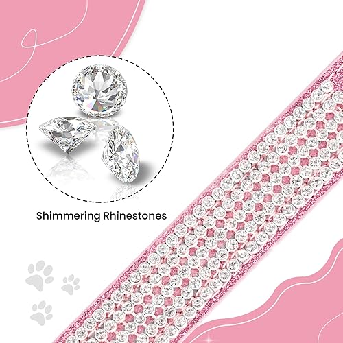 Miniatura 4 de Apasiri Collar de perro con diamantes de imitación para perros pequeños, collar de perro rosa, collar de cuero para perros medianos, lindo collar de