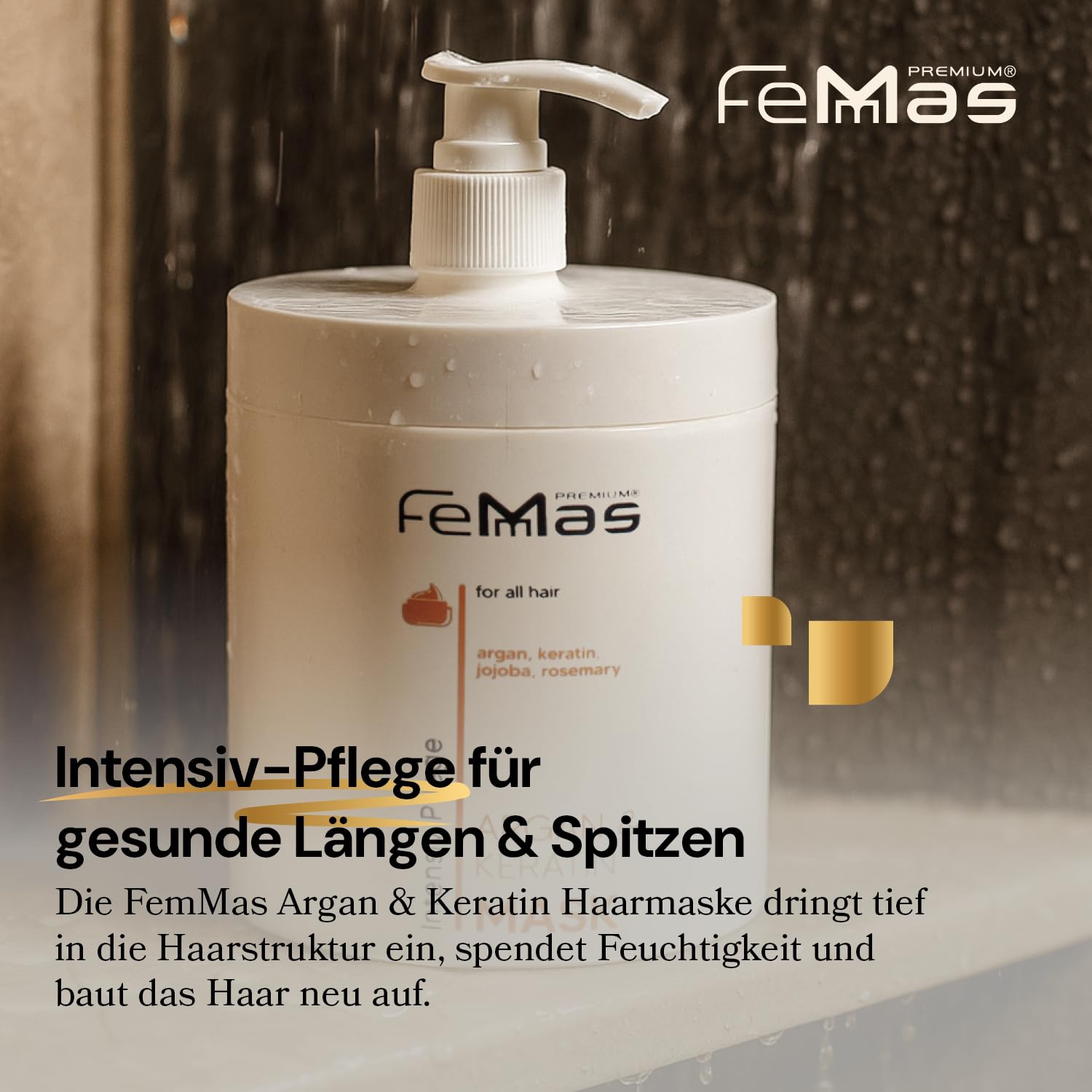 FemMas Argan & Keratin Shampoo 1L + FemMas Argan & Keratin Maske 1L mit Pumpe