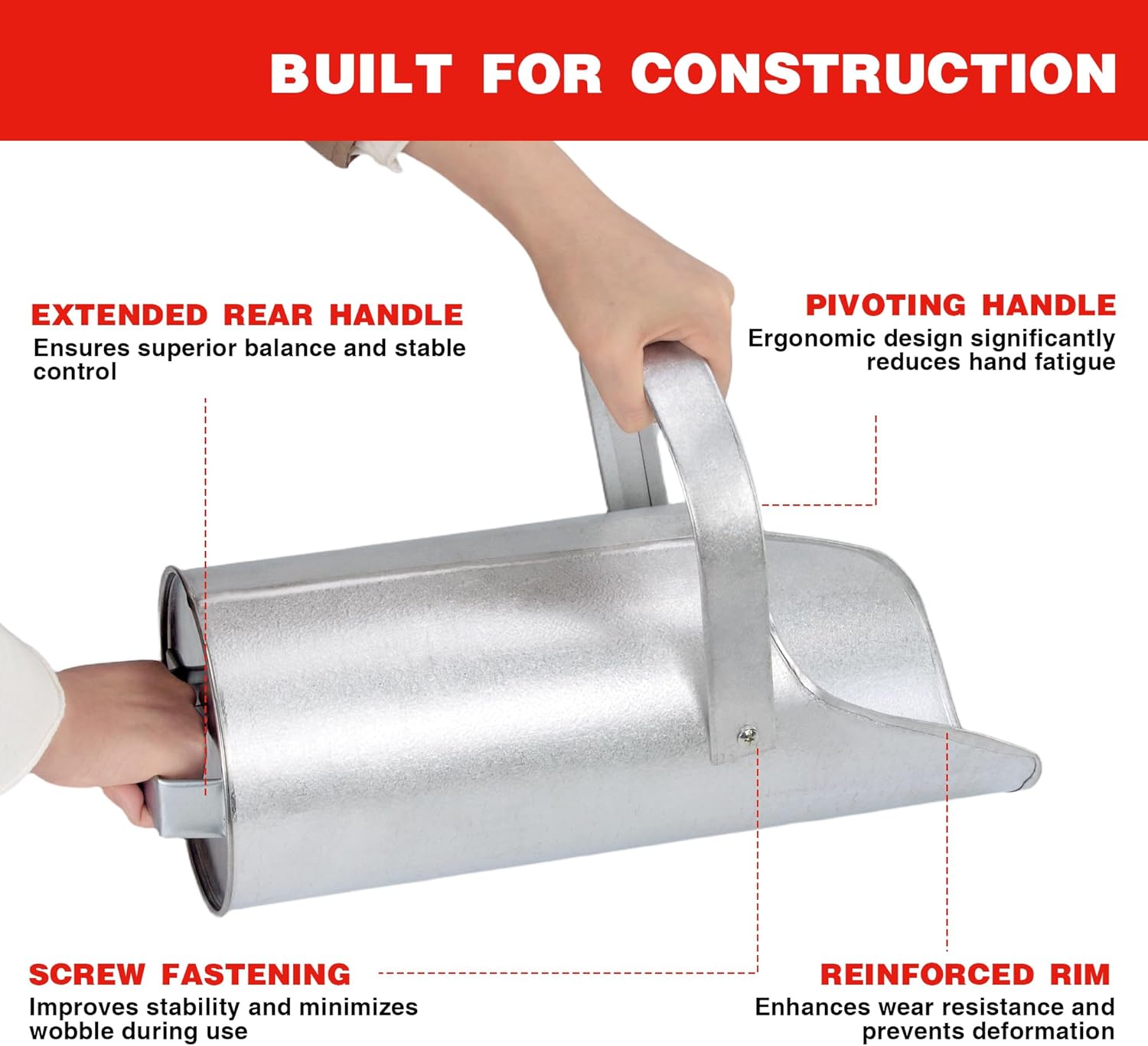 Sandbag Filler with Handle, Iron Sand Funnel Scoop Concrete Masonry Tools for Construction Site