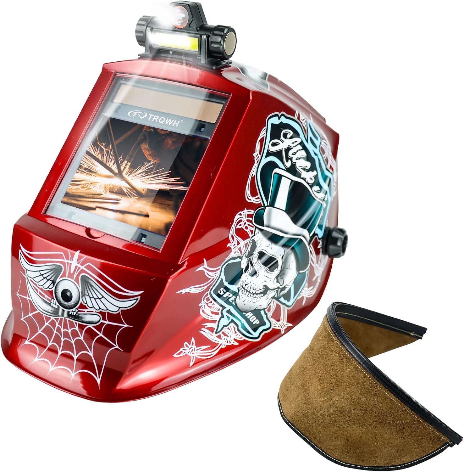 TRQWH Large View Welding Helmet Auto Darkening True Color Welding Hood & Welding Helmet Bib