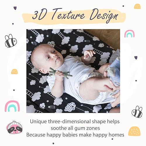 Miniatura 3 de Mordedor 3D para bebés, juguete de dentición de silicona multitextura sin BPA, diseño texturizado de 360 grados, diseño de fácil agarre para bebés y