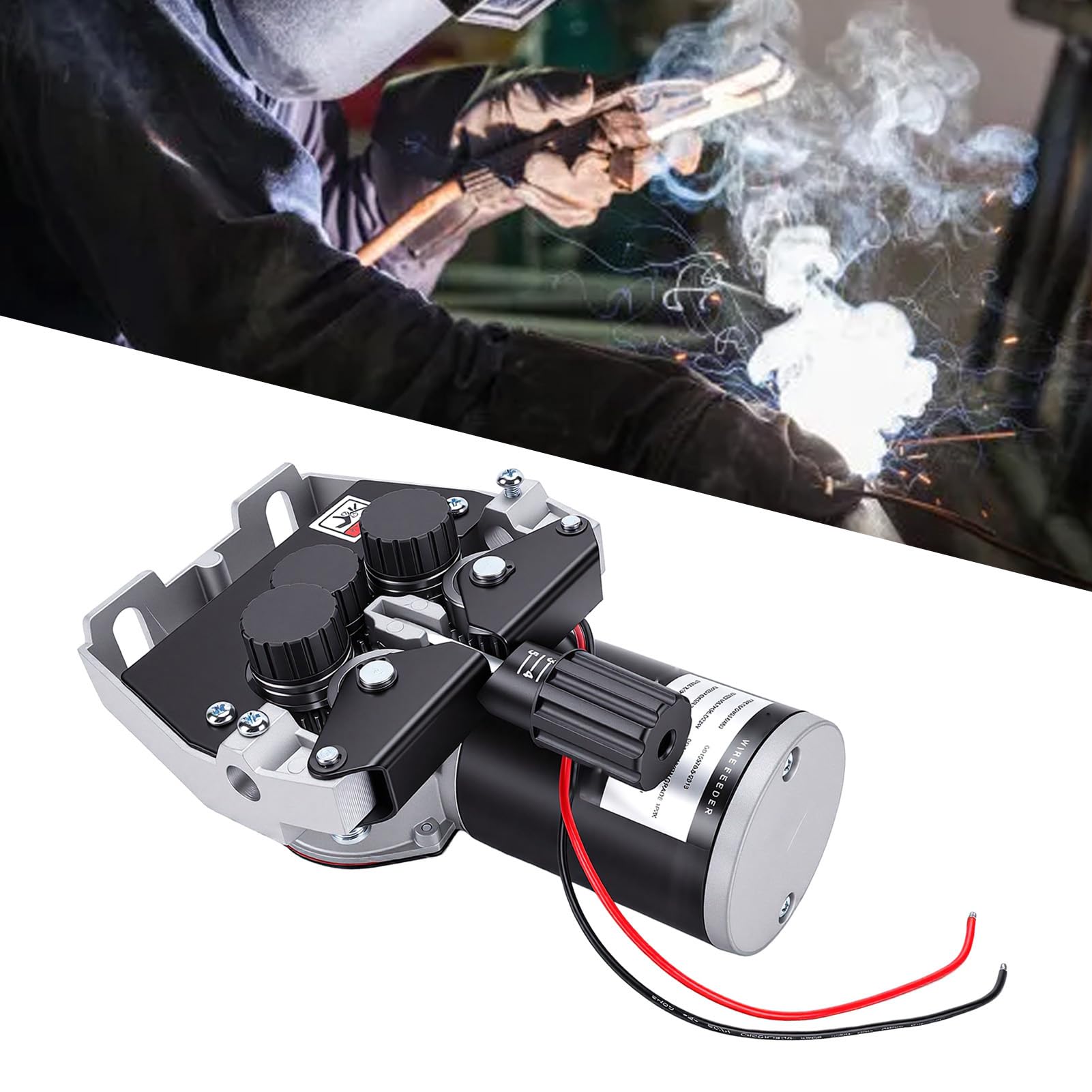 ViaGasaFamido Silnik Podajnika Drutu Spawalniczego MIG 70W 4-rolkowy Mechanizm Podawania Regulowany Zakres Prędkości do Spawania łukiem Argonowym w Osłonie Gazu MIG MAG