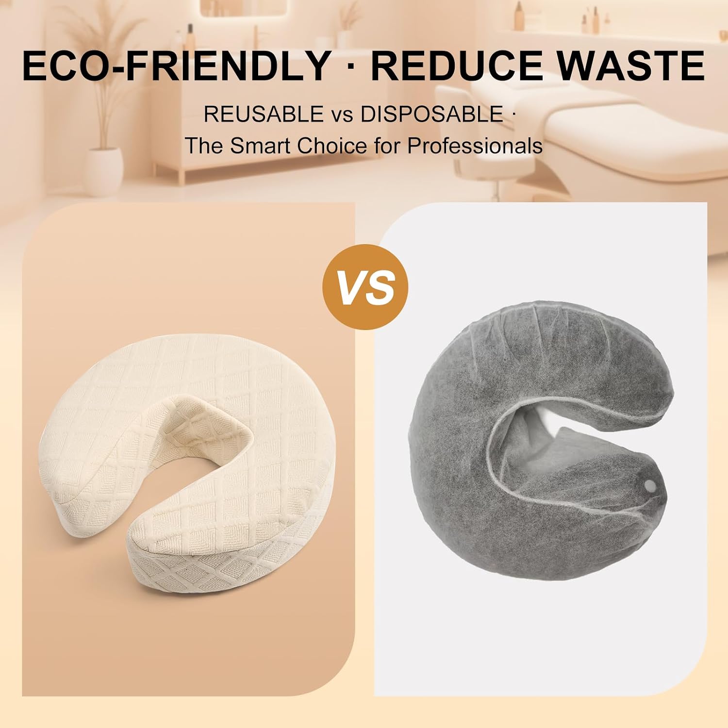 Face Cradle Pillow Cover, Reusable Non-Stick Massage Headrest for Tables & Chairs, Light Yellow image 5