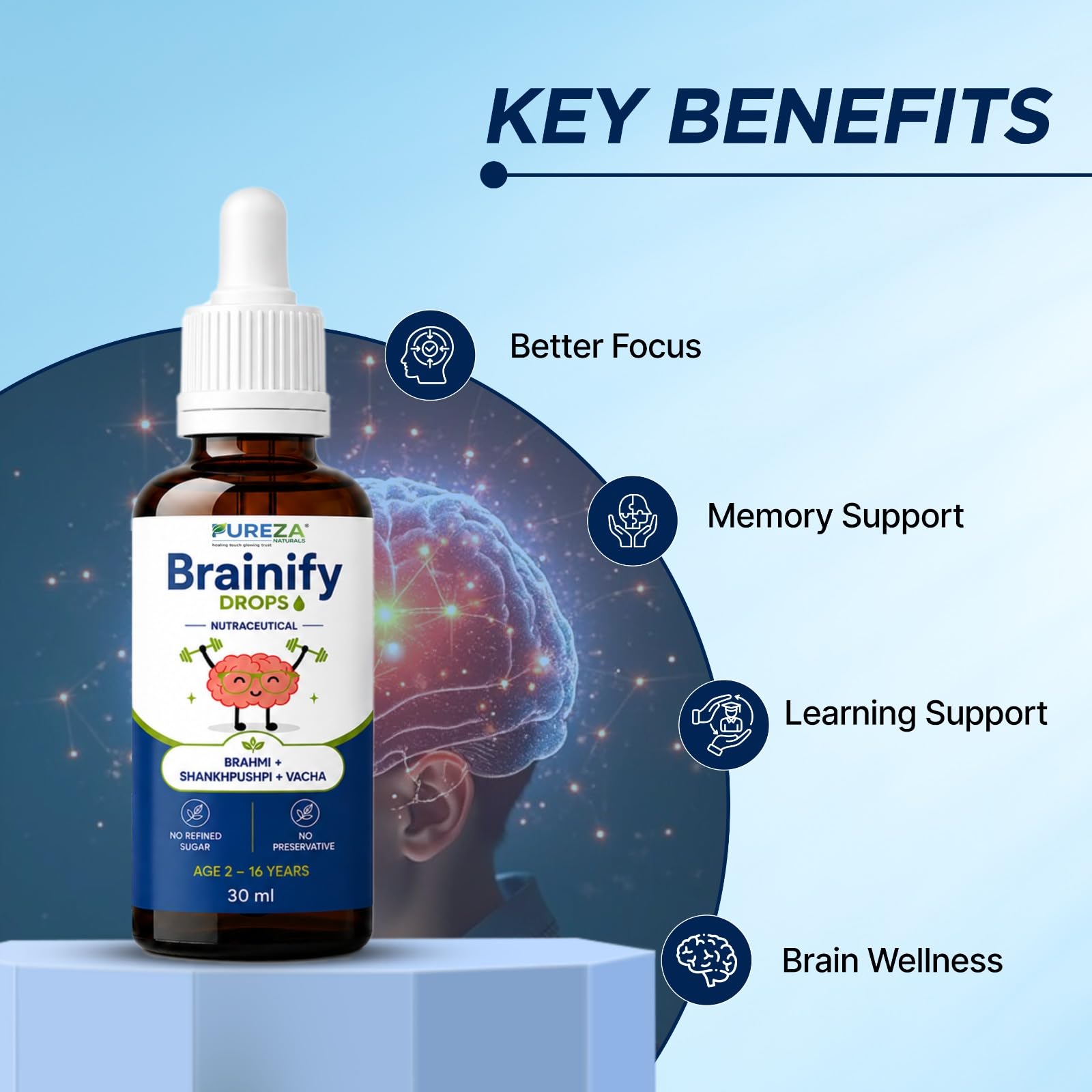 Brainify Herbal Drops 30ml for Kids 2–16 Years | Brain Wellness Supplement with Brahmi, Shankhpushpi, Ashwagandha, Jatamansi, Guduchi & Licorice | Daily Memory & Focus Support Liquid — Amazon image 6