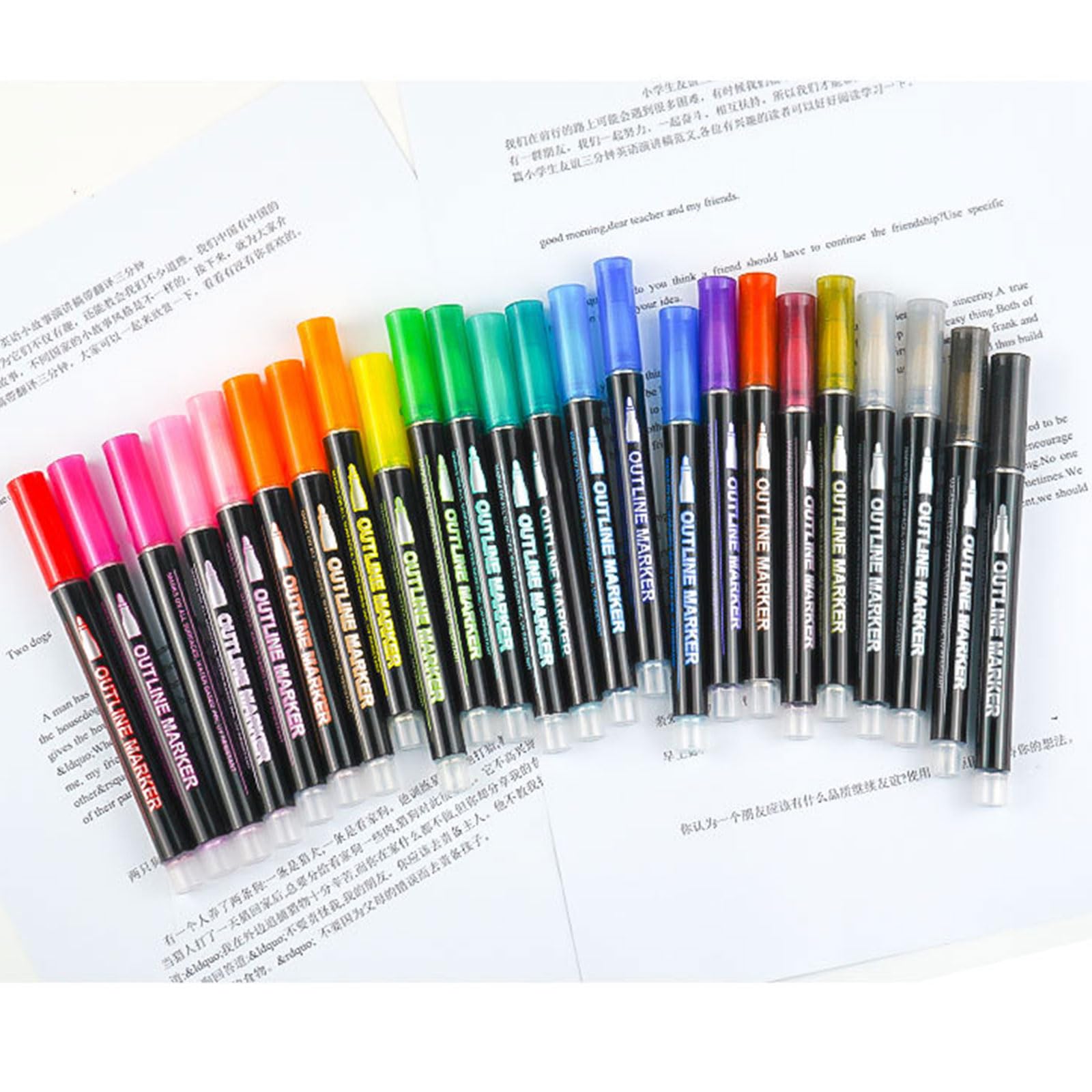 3 pennarelli metallizzati a doppia linea glitterata a prova di sbiadimento per artigianato, scrapbooking, progetti su tutte le superfici, pennarelli glitterati per bambini e vacanze
