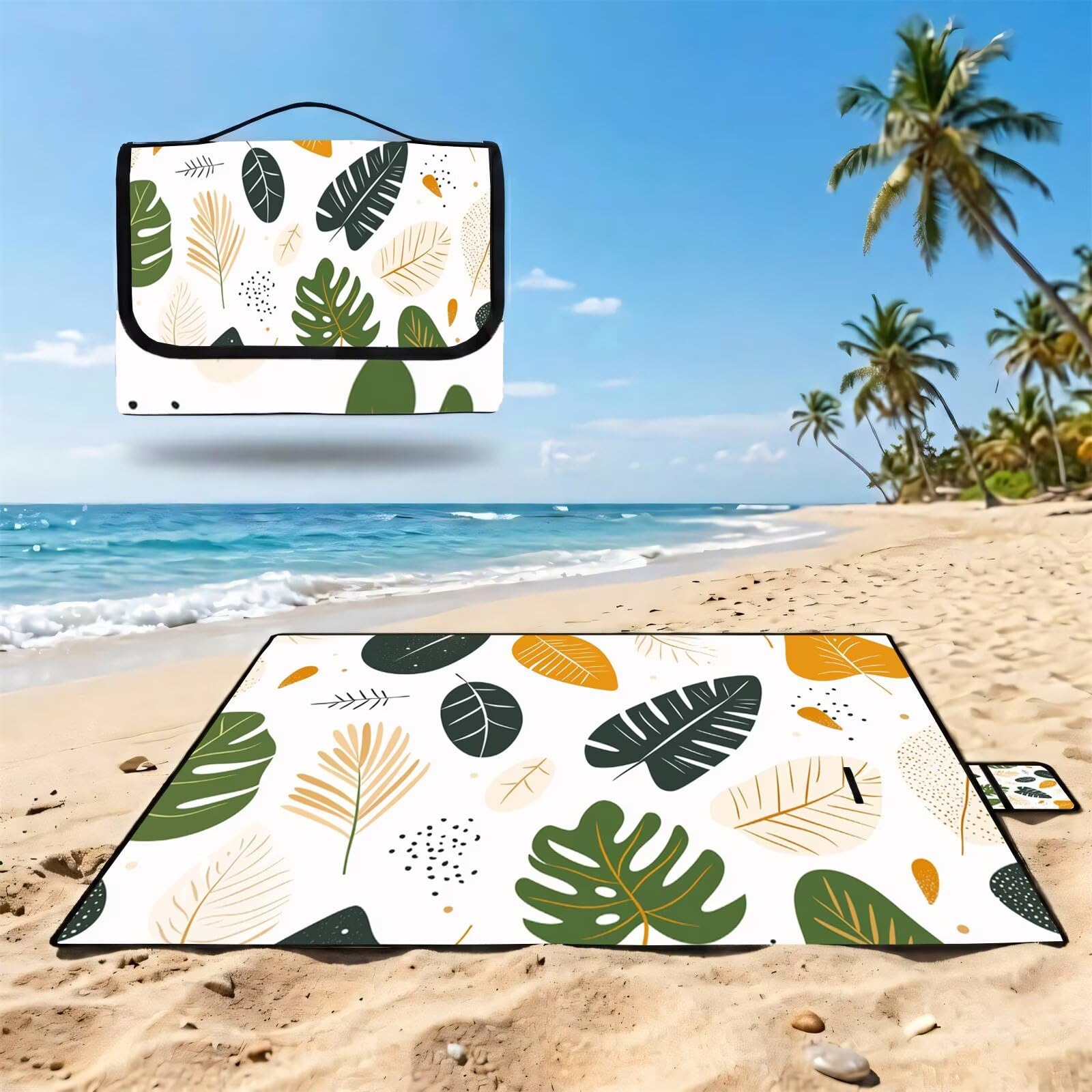 Coperta de Picnic 150x200 cm, Beige Manta Picnic Impermeable Anti-Sabbia Manta de Playa Pieghevole, Outdoor Picnic Blanket per Spiaggia, Camping, Giardino, Trekking - Arancione FZ-199