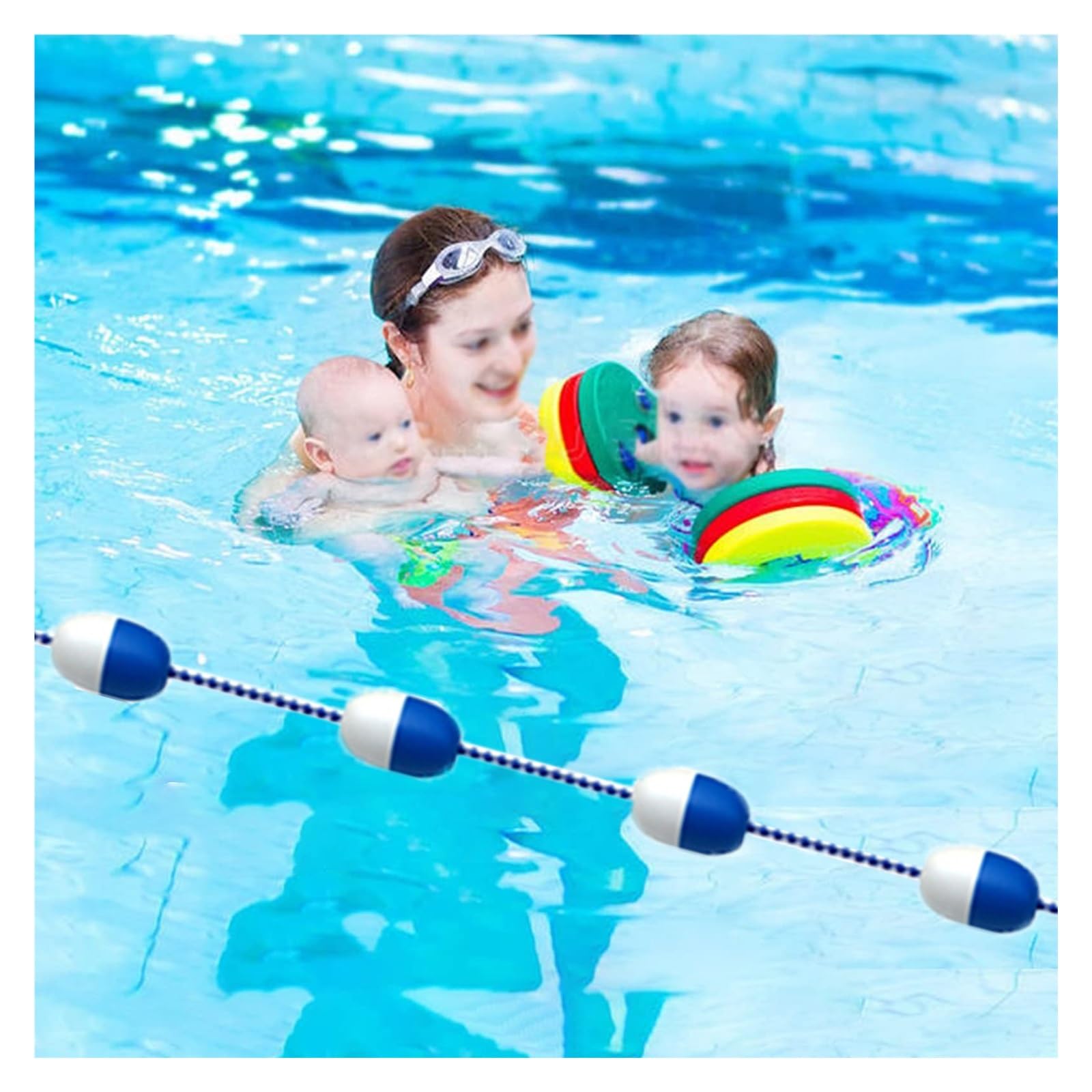Cuerda divisoria de Seguridad Ajustable para Piscinas con Ganchos de Acero Inoxidable preensamblados para Piscinas Interiores y Exteriores, separación de Profundidad, Azul, 26,8 m (88 pies).
