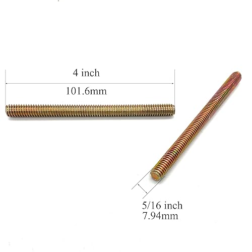 Miniatura 23 de 8 piezas de zinc plateado completamente roscado varilla de acero al carbono tornillo de rosca larga 5/16x3 para muebles jardín barandilla montaje