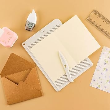 Paper Trimmer Scoring Board,Multipurpose Envelope Makerwith Extensive Instructions,Lightweight Portable Score and Fold Toolsfor Crafts, Card Making, Cover of Book(8.6 x 6.5in)