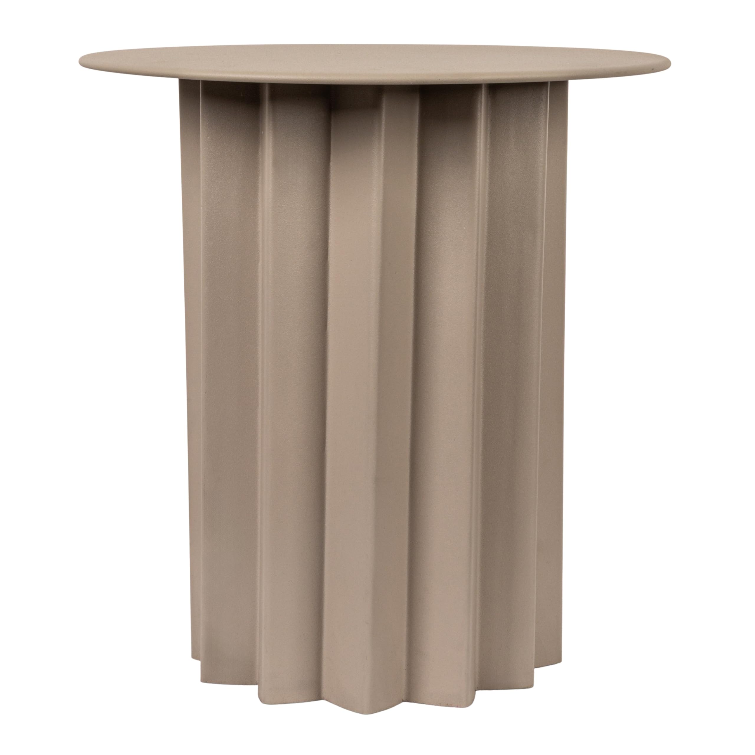 Creative Co-Op Pleated Metal Side Table, Beige