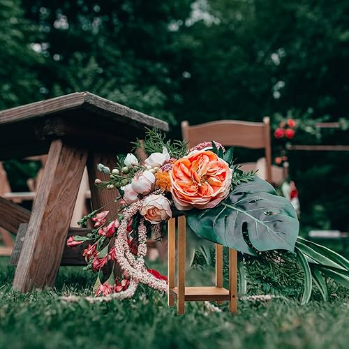Miniatura 4 de TOPZEA Paquete de 2 centros de mesa de linternas de boda, portavelas decorativo de madera rústica, granero de madera, decoración de mesa de boda