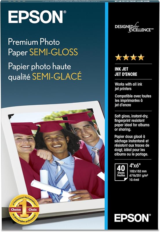 Premium Photo Paper Semi-Gloss 4x6 40 sheets S041982