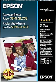 Papel fotográfico premium Epson SEMI-GLOSS (10 x 15 cm, 40 folhas) (S041982)