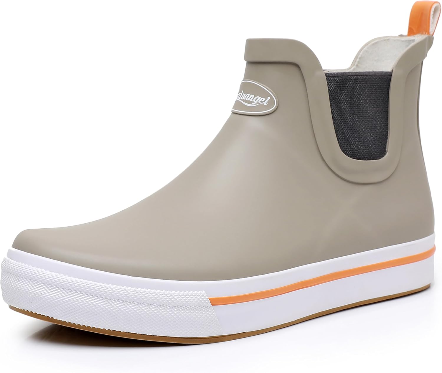 RAINANGEL Rain Boots for Men, Ankle Rain Shoes Anti-Slipping with Comfortable Lightweight Nature Rubber and Outdoor Work Shoes,Waterproof Fishing Deck Boots