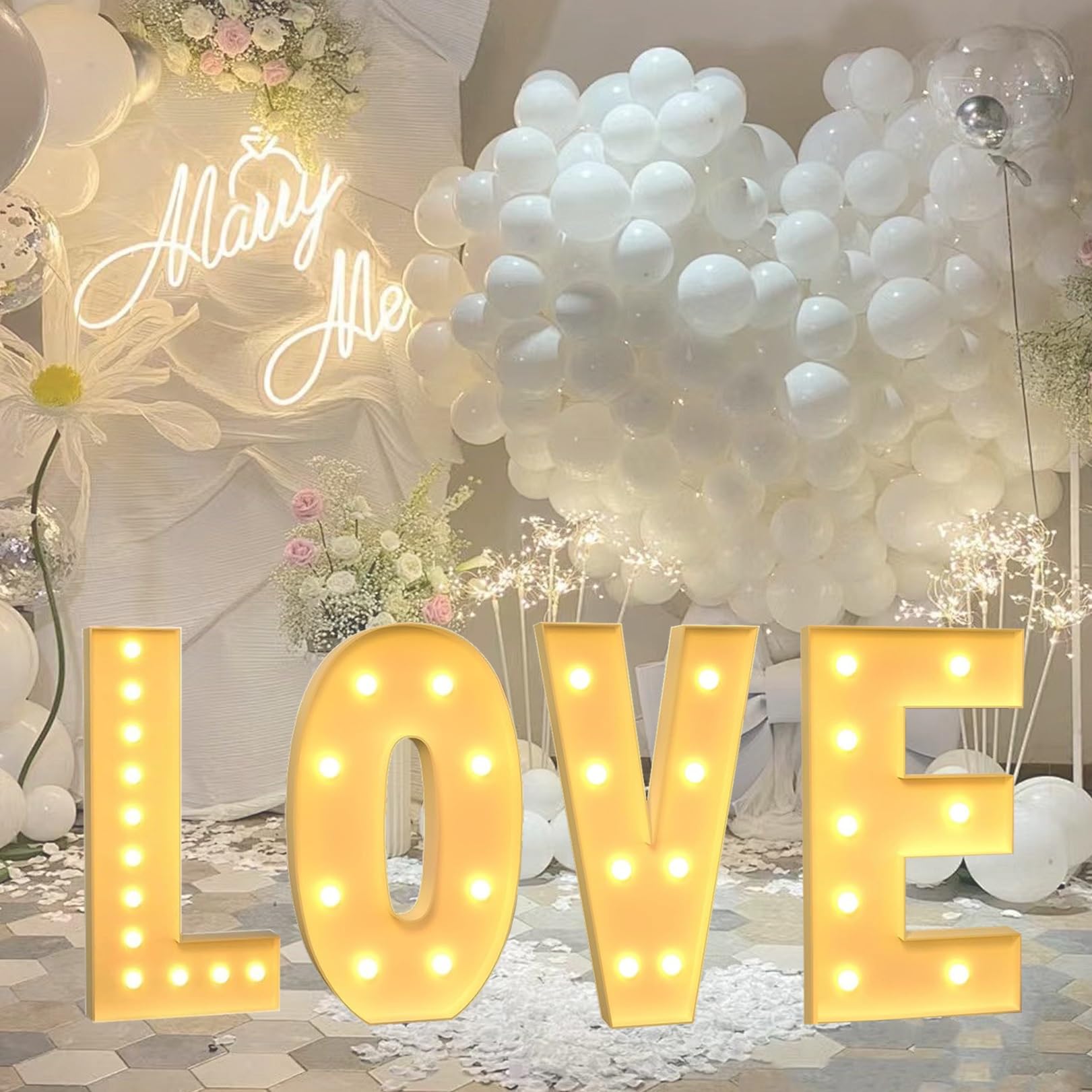 120 cm Großer Festzelt-Leuchtbuchstabe, Mosaik-Riesen-Festzelt-Buchstaben for Geburtstage, Hochzeiten, Jubiläen, Party-Dekoration (Color : Love, Size : 120cm)
