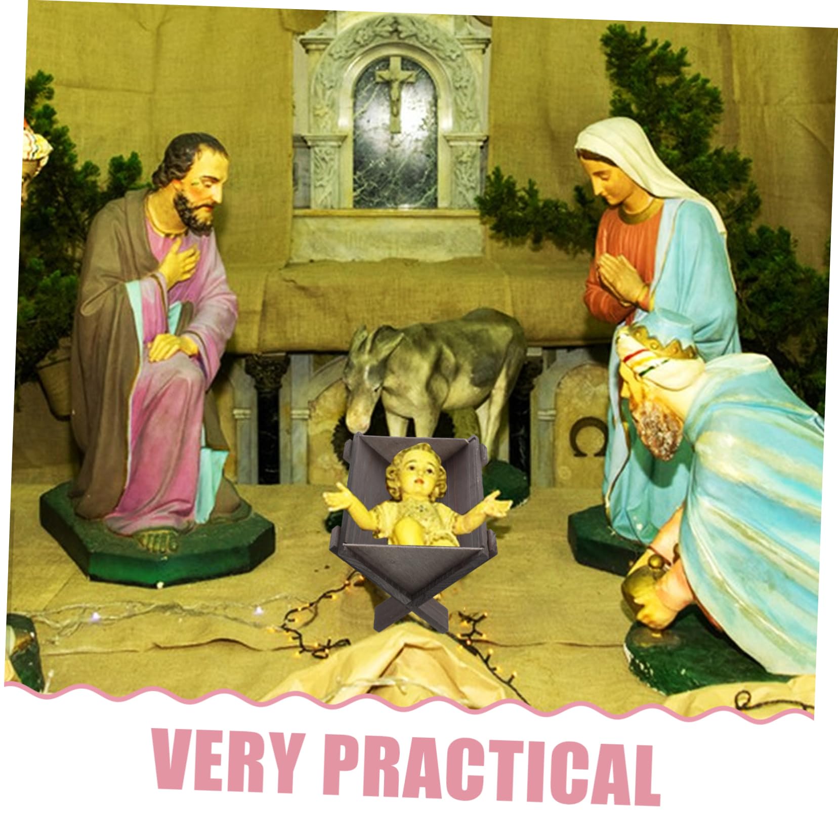 Holzkrippe Mit Jesus Minimalistische Krippenszene Für Weihnachten Handgefertigt Langlebig Und Dekorativ Für Kirchen Und Festliche Anlässe