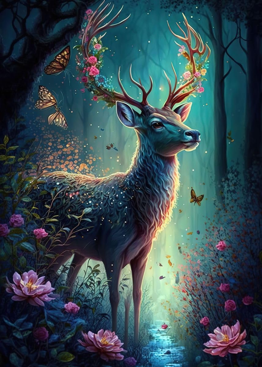 NAIMOER Diamond painting deer, diamond painting, adults, flowers, diamond painting, adults, photos, animals, diamond painting, children, 5D diamond painting, embroidery, for adults,