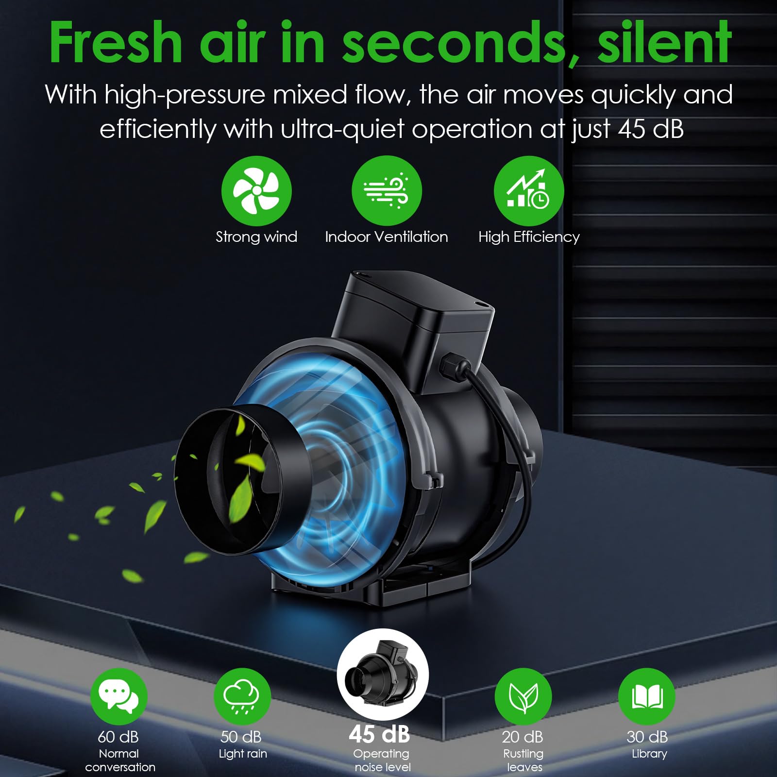 Diealles Shine 100mm Ventola Aspirazione Regolabile 360m³/h Estrattore Aria in Linea con Controllore di velocità Variabile per Bagno, Ventilazione, Tende di Crescita, Coltura Idroponica