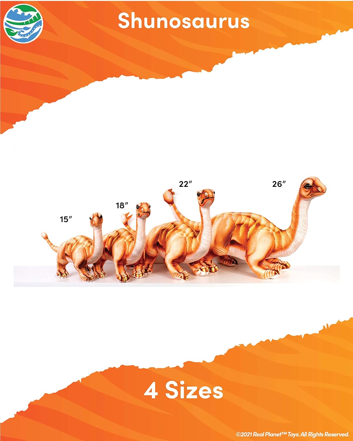 Real Planet Long Neck Dinosaur Plush - Brontosaurus Dinosaur, Stuffed Animal for Boys & Girls, Cute Dino, Plush Toys, Dino Gifts, Birthday Plushies, Jurassic Toy (15" Long)