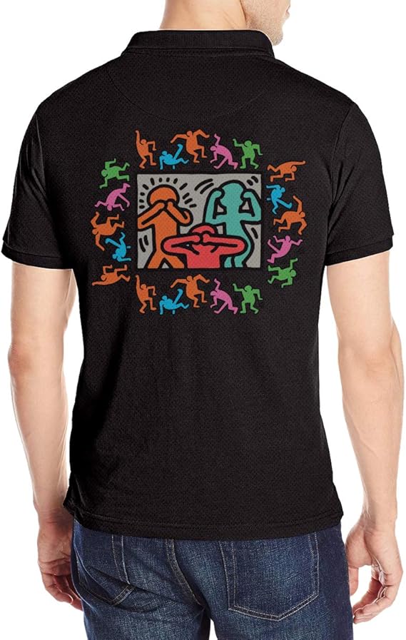 Amazon Co Jp キース ヘリング Keith Haring ポロシャツ 半袖 Tシャツ メンズ バックプリント シンプル ゴルフウェア スポーツポロシャツ カジュアル 無地 吸汗速乾 きれい 男の子 ファッション
