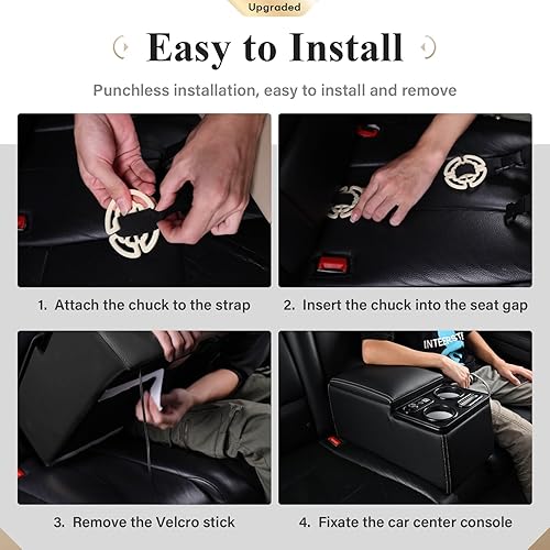 Miniatura 8 de Coverado - Consola central de automóvil, consola universal para asiento trasero, organizador de asiento con portavasos y soporte para teléfono,