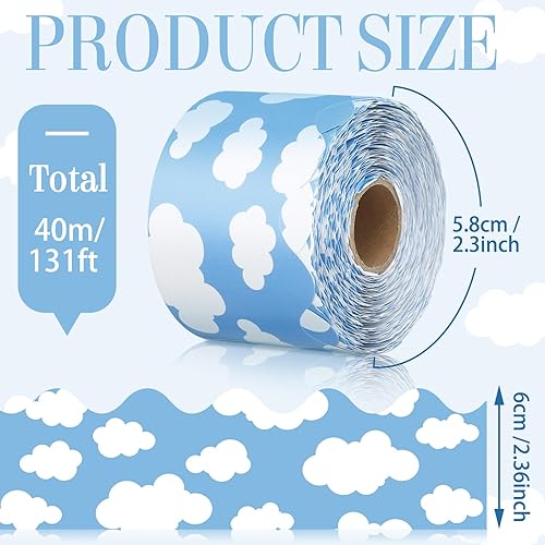 Miniatura 2 de Kisston Tiras de tablero de anuncios con purpurina dorada de 131 pies, borde dorado, tiras de decoración de aula, bordes festoneados, decoración