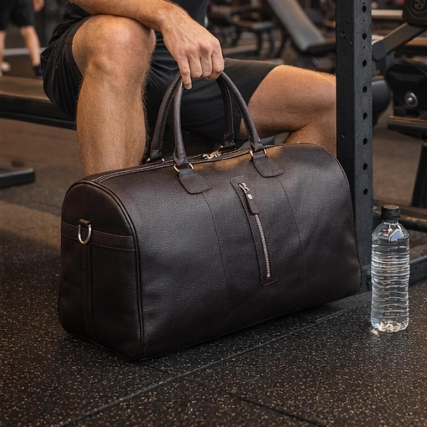 Davis Leather Weekender Bag – Full Grain Genuine Leather Travel Duffel for Men & Women, Carry On Overnight Bag with Shoulder Strap, 18.5" x 10.6" x 10.6" (Coffee) - Image 7