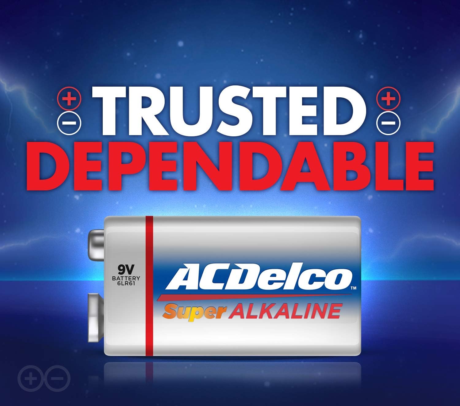 ACDelco 8-Count 9 Volt Batteries, Maximum Power Super Alkaline Battery, 7-Year Shelf Life, Recloseable Packaging (Pack of 2)
