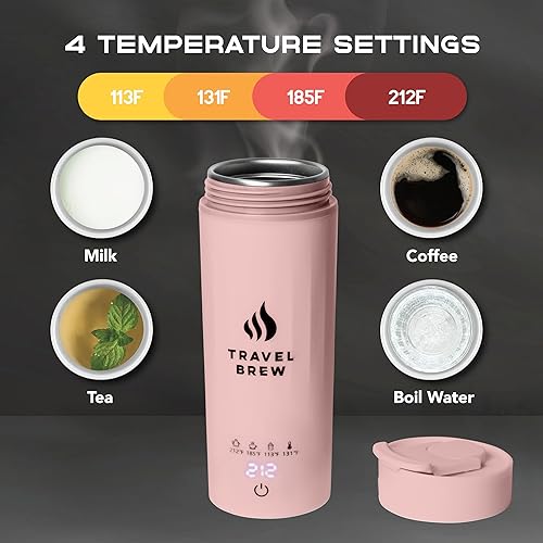 Miniatura 5 de Hervidor de viaje portátil con infusor de té, mini hervidor eléctrico con 4 ajustes de temperatura, con apagado automático y protección contra