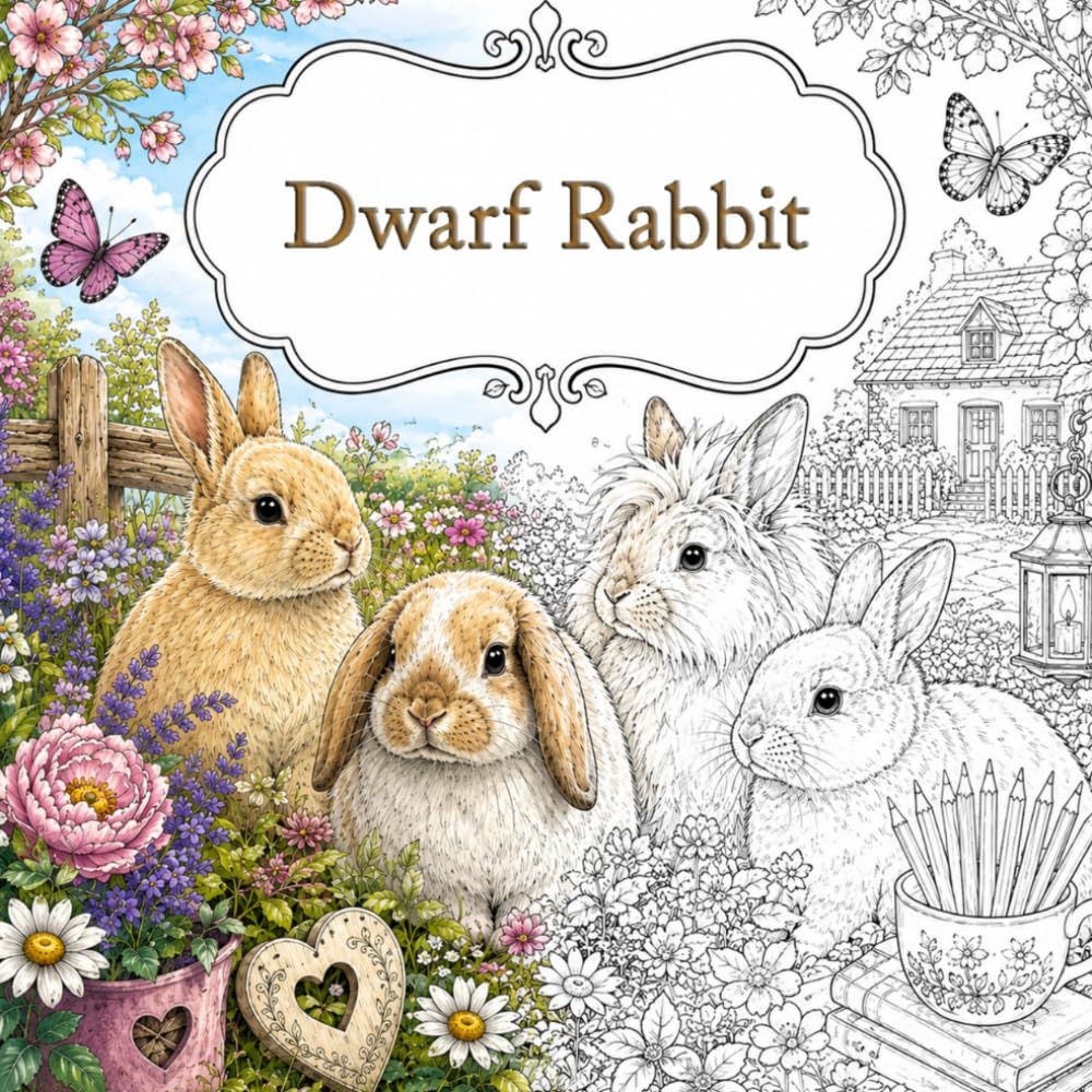 Dwarf Rabbit Coloring Book: Cute Dwarf Rabbits to Color – Relaxation and Joy for Kids and Adults