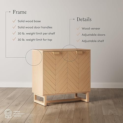 Vista 14 de Nathan James Enloe - Mueble de TV con puertas en un acabado rústico de madera de pino y base de metal dorado para pasillo, entrada o sala de estar