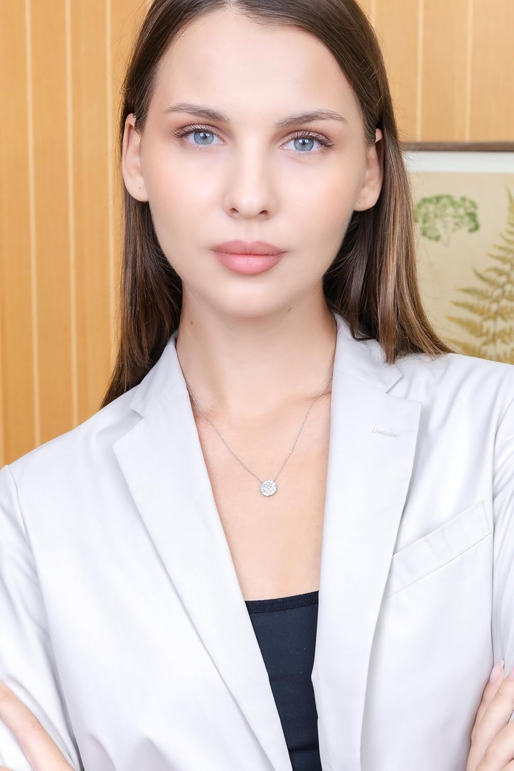 Hoops & Loops 925 Sterling Silver Baguette and Round-Cut Cubic Zirconia Cluster Round Circle Pendant Necklace for Women - Image 2